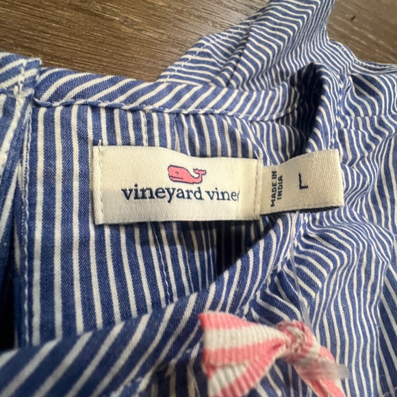 Vineyard Vines Girls Striped Ruffle Top New With Tags Blue/White Stripe Sz L - Picture 3 of 10